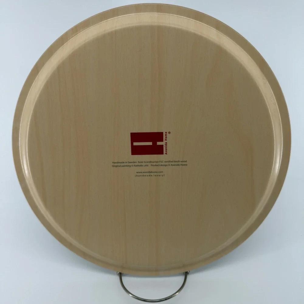 Avenida Home Nathalie Lete Rabbit Birch Wood Round Serving Tray Sweden 11.5